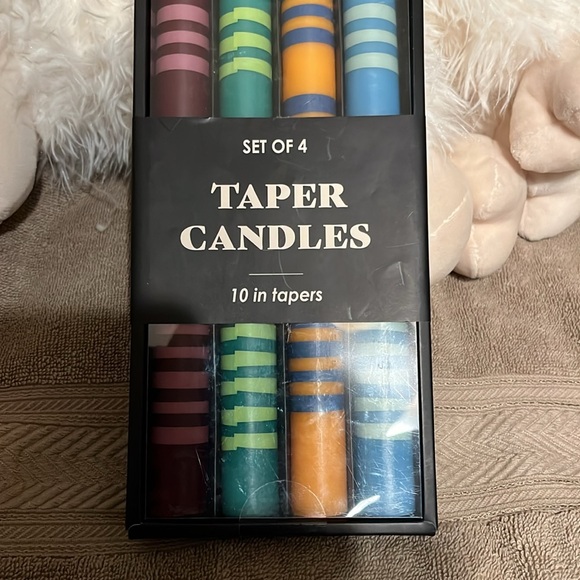 Multi colored 10” tapered candles set of four unscented aprox 5hr burn time - Picture 3 of 4